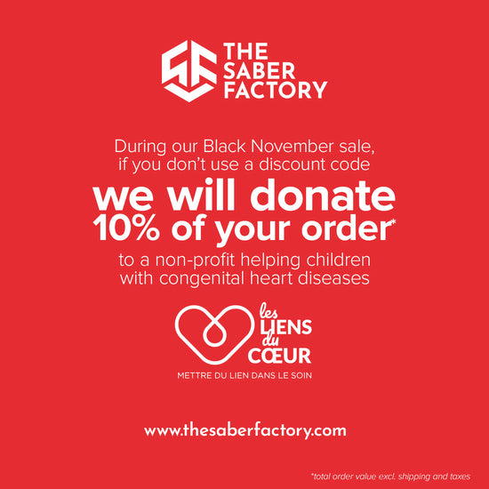 During Black November, if you don't use a discount code, we will donate 10% of your order to charity "Les Liens du Coeur"
